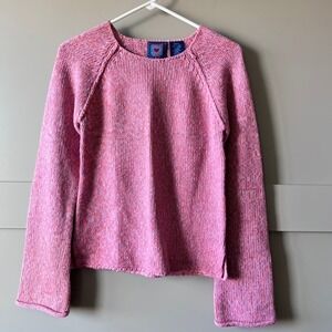 Next Era Pink Marled Knit Raglan Sleeve Crew Neck Sweater Women Sz S Acrylic Y2K